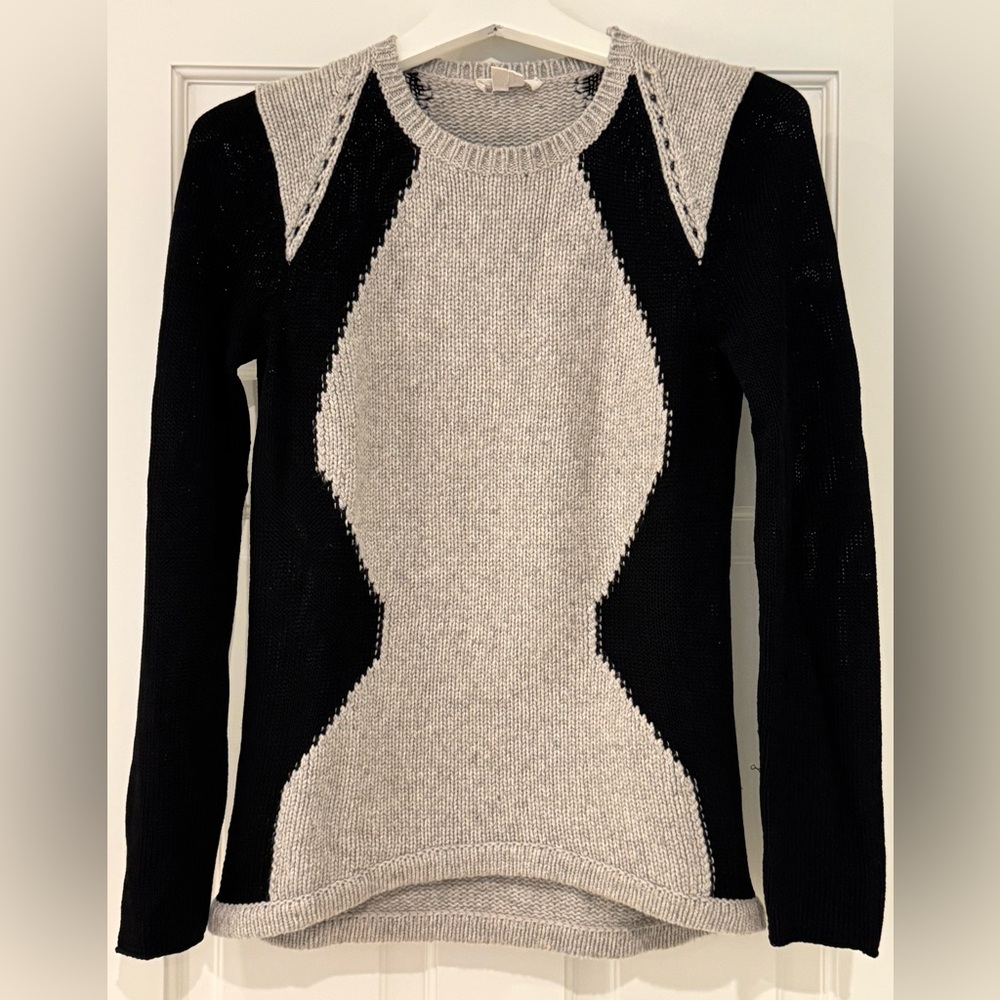 Helmut Lang Black and Gray Crew Neck Sweater